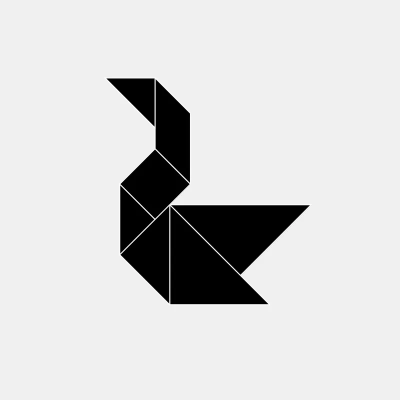 A stylized swan made of tans.